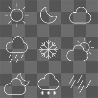 PNG weather widget icon set sticker, transparent background 