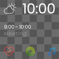 Png clock and reminder with 3 application icons