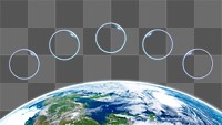 Planet Earth border png, transparent background, floating five round frames