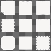 Note paper png sticker, white square shapes set