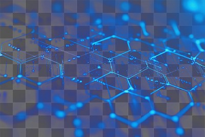 PNG Blue background with hexagons and digital connections futuristic technology blue.