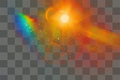 Colorful lens flare with rainbow colors over a black background light astronomy outdoors.