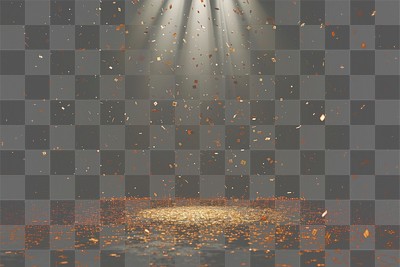 PNG A black background with spotlights shining down confetti golden dark.