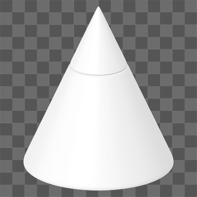 3D white cone png, geometric clipart, transparent background