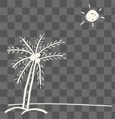 Png summer beach border with palm tree doodle clipart