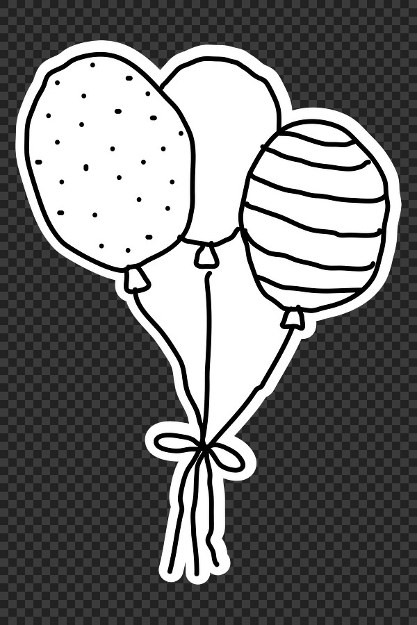 Black and white balloons sticker Free PNG Sticker rawpixel