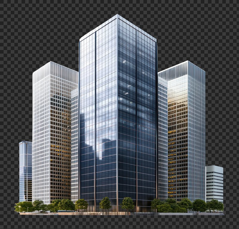 PNG Group of American buildings architecture skyscraper modern.