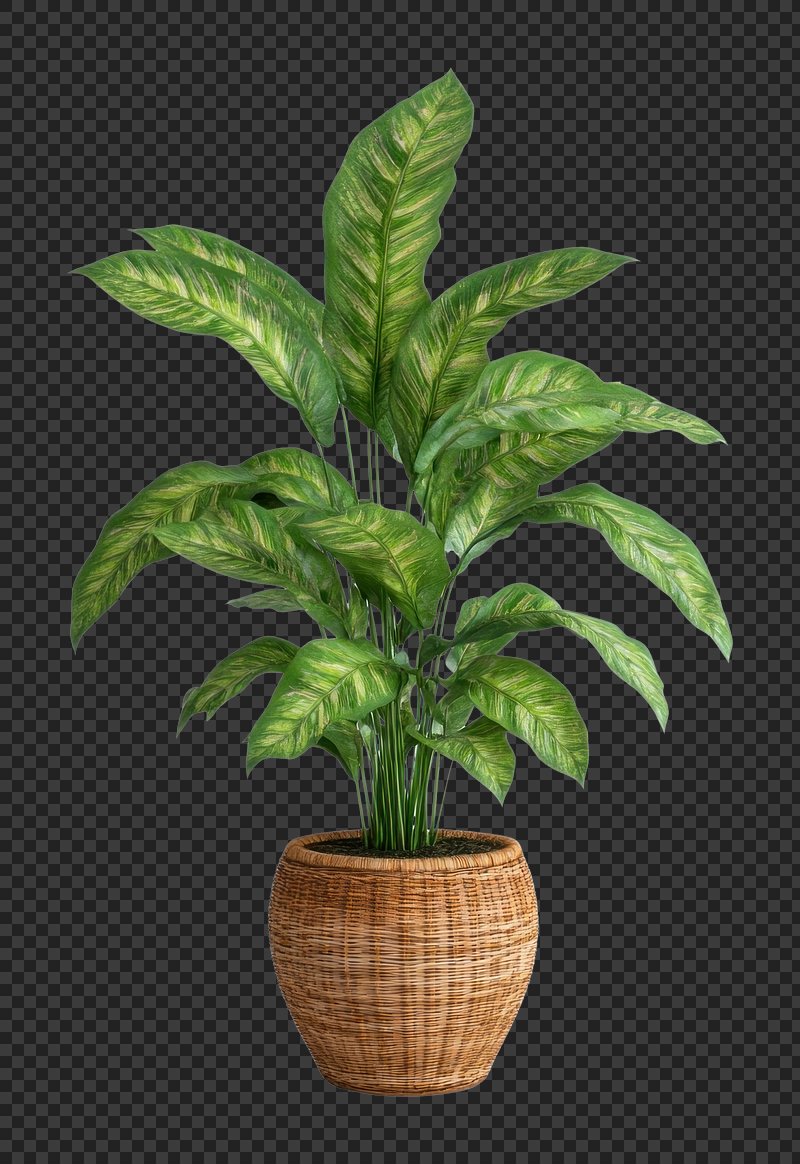 PNG Real potted dumb cane plant decorative aesthetic.
