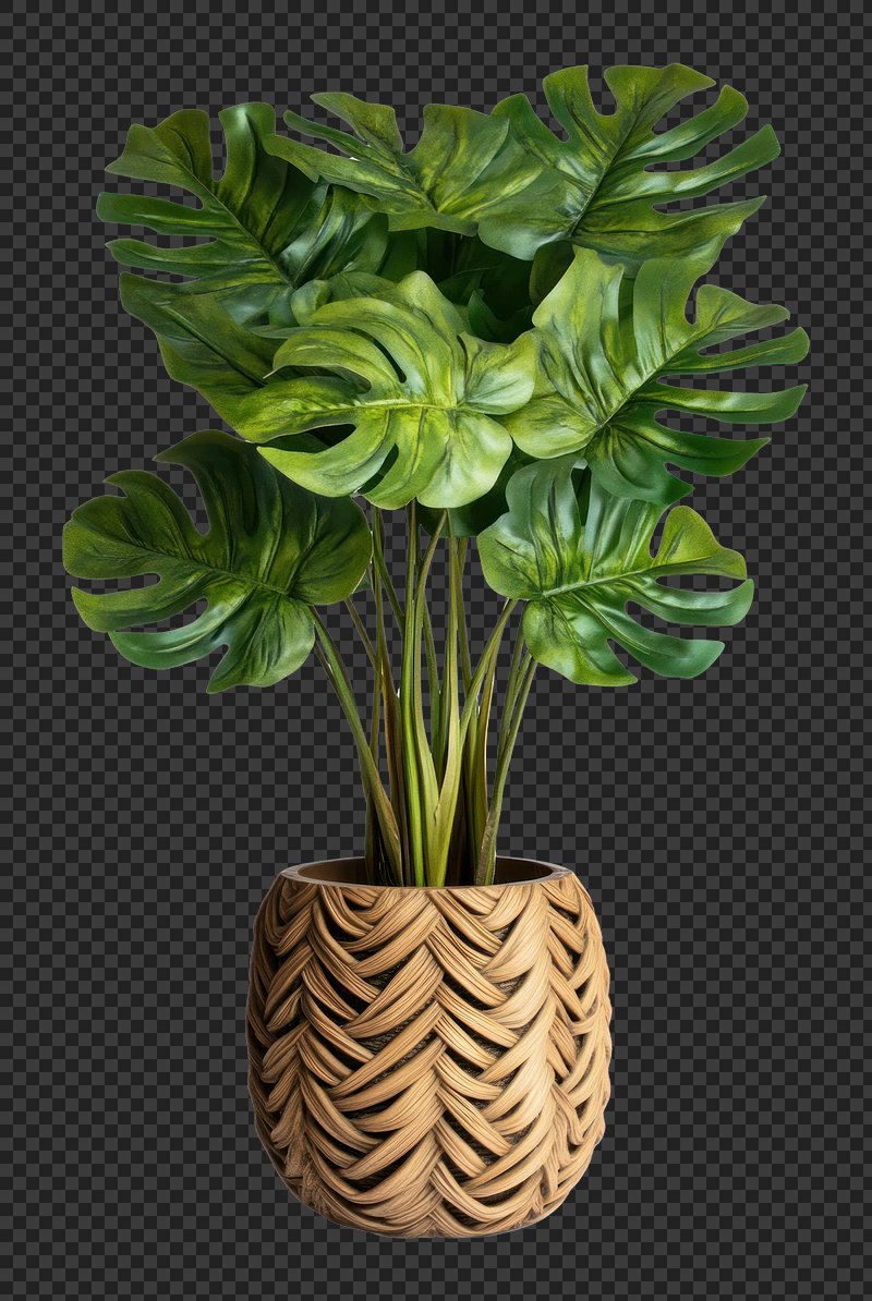 PNG Real potted monstera plant decorative tropical planter.