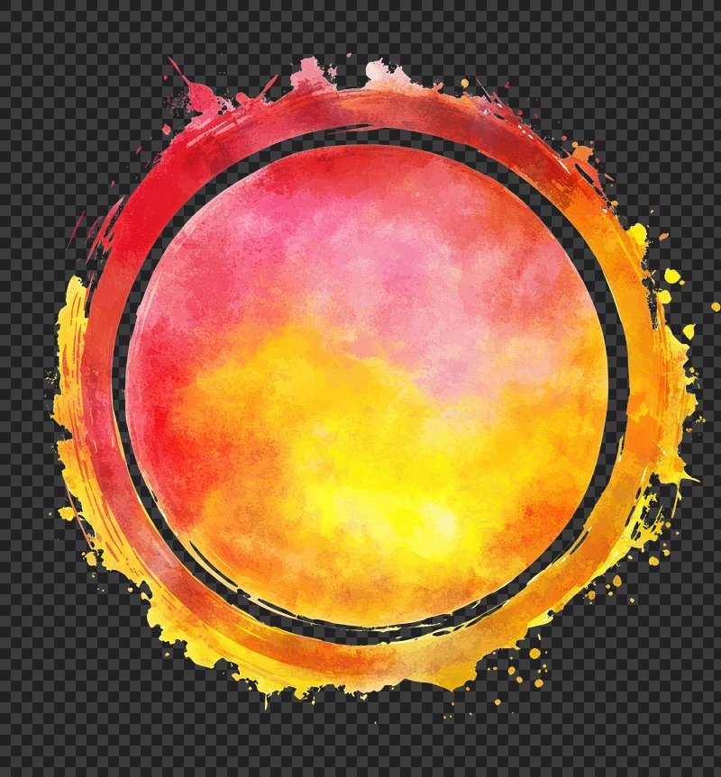 PNG Red and yellow watercolor flat circle art background illustration.