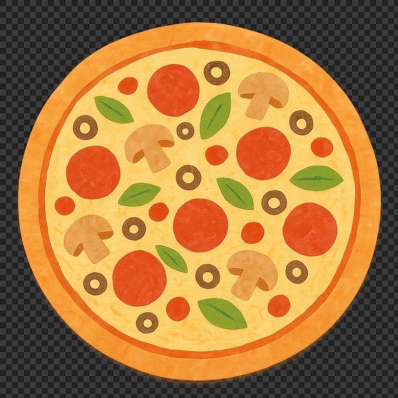 PNG Colorful delicious pizza illustration.