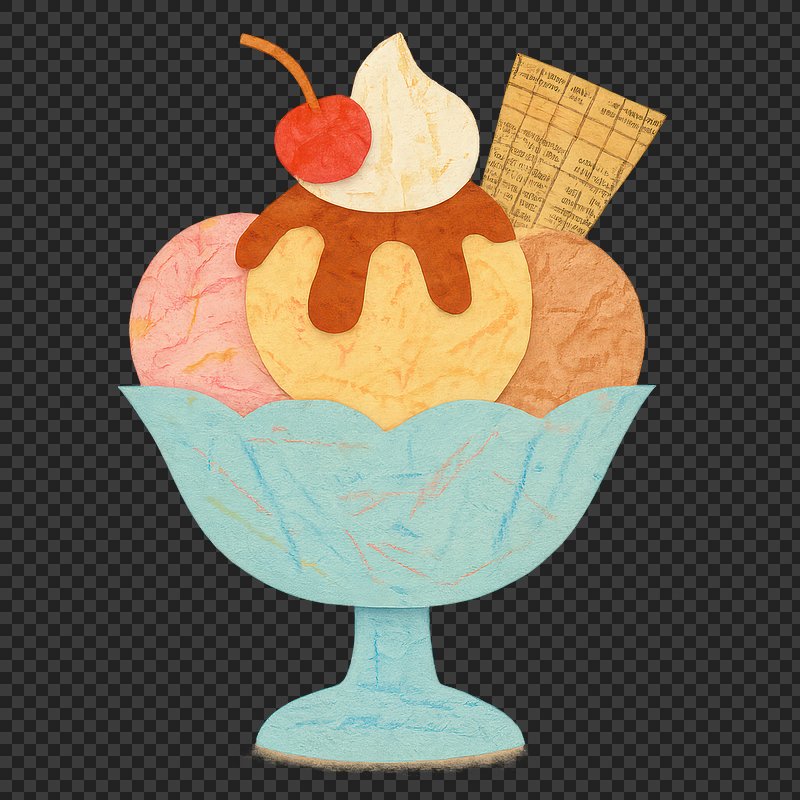 PNG Colorful ice cream sundae illustration.