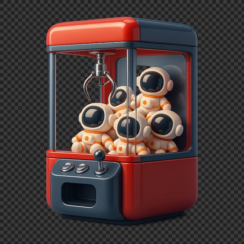 PNG Claw machine with astronaut toys