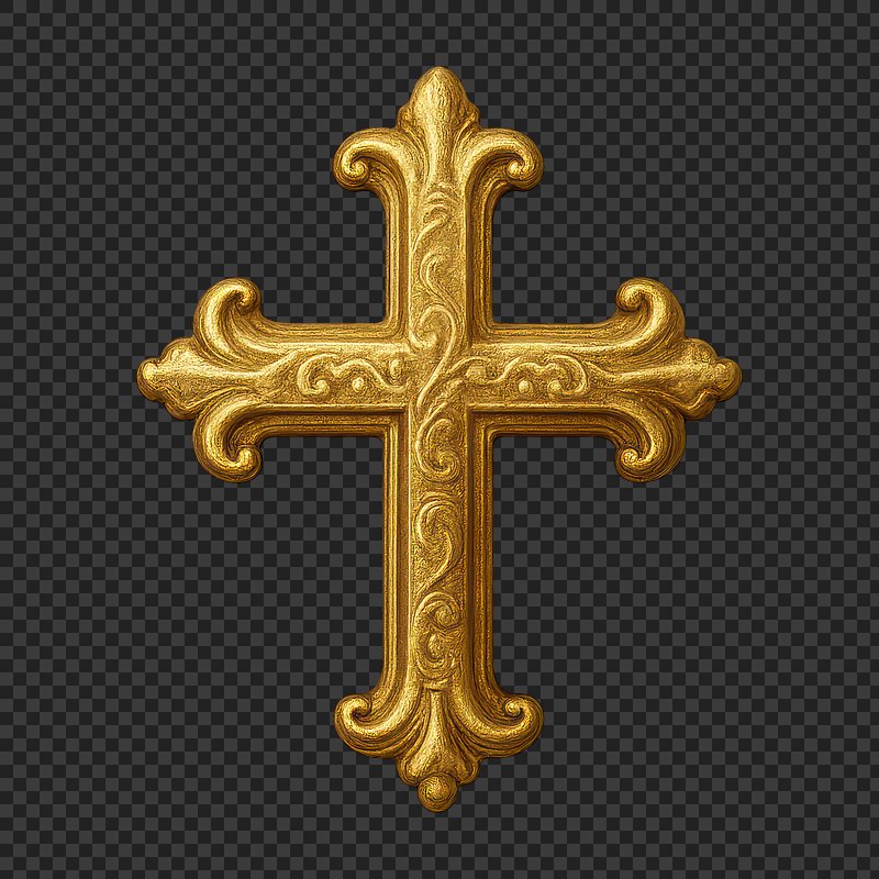 PNG Ornate golden decorative cross