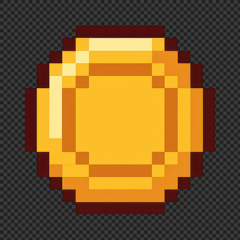 PNG Pixelated gold coin illustration.