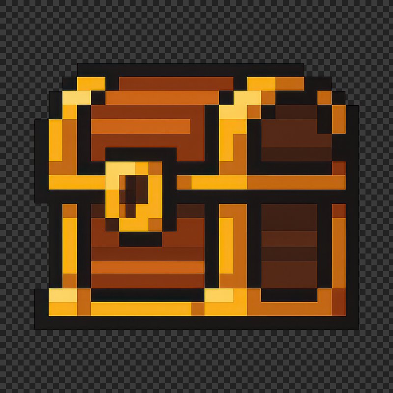 PNG Pixelated treasure chest illustration.