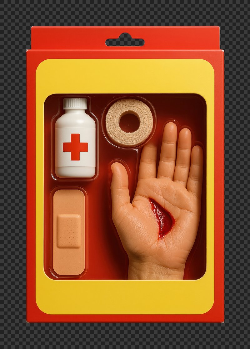 PNG Emergency kit with realistic hand.