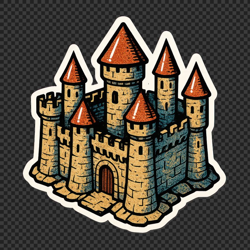 Medieval stone castle illustration