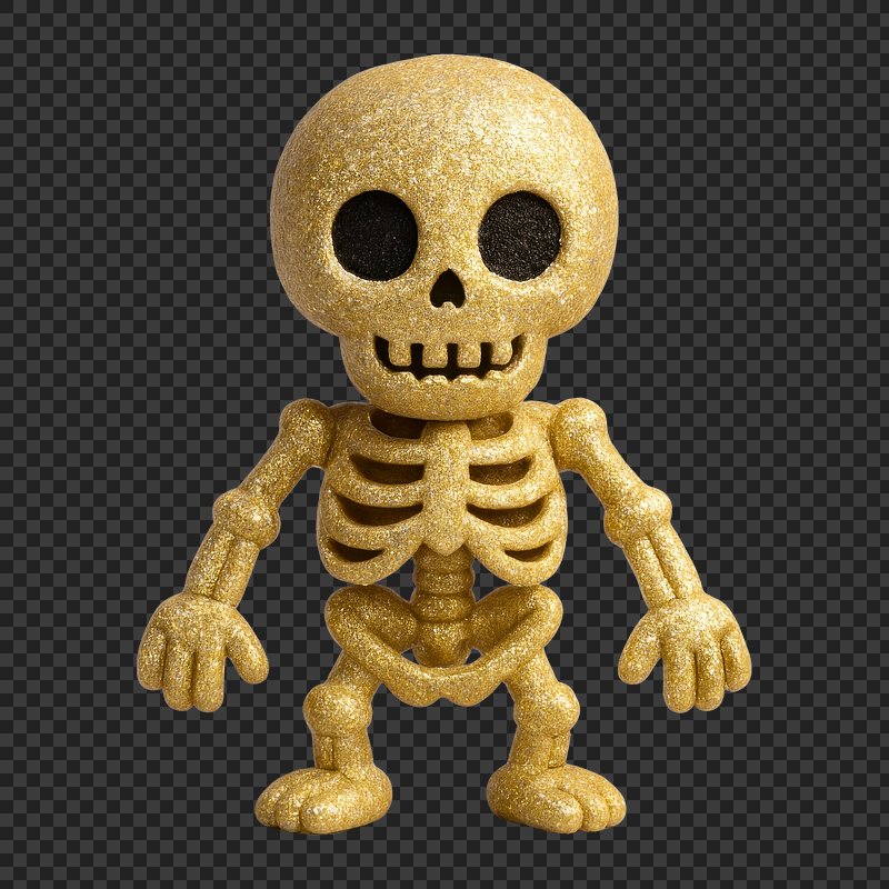 PNG Glittery golden skeleton figurine