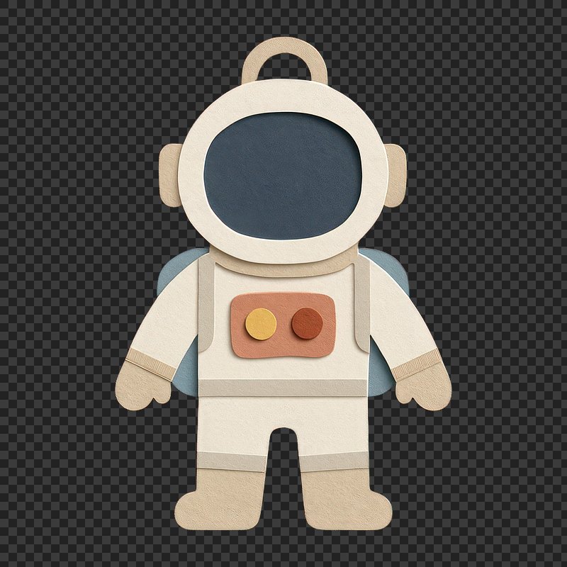 PNG Cute astronaut paper craft illustration.