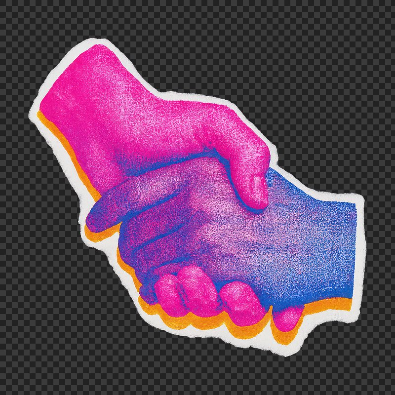 PNG Colorful handshake unity illustration.