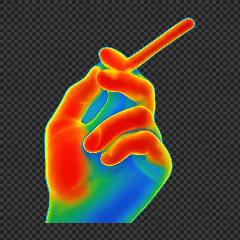PNG Thermal hand holding cigarette
