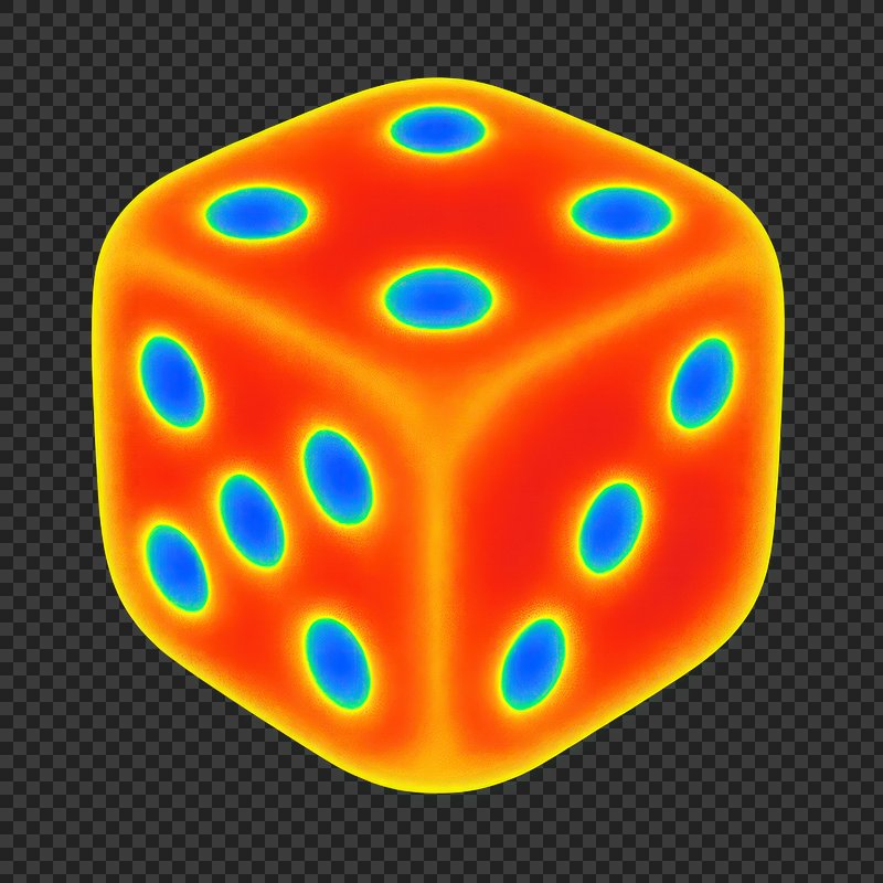 PNG Colorful glowing dice graphic