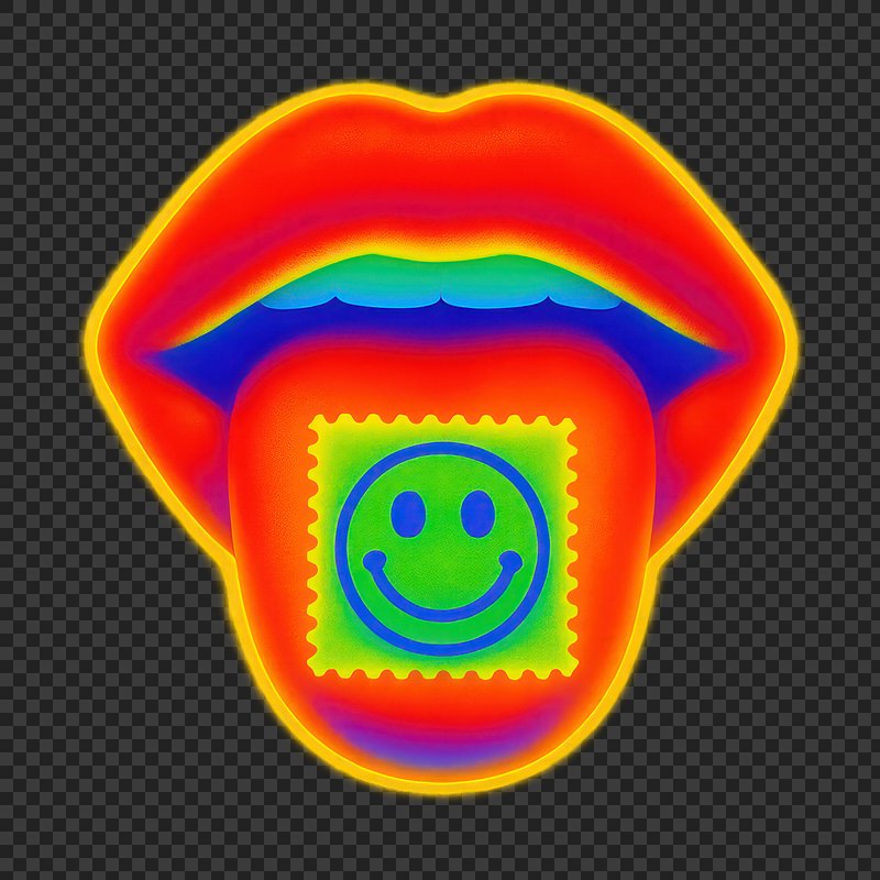 PNG Psychedelic lips with smiley.