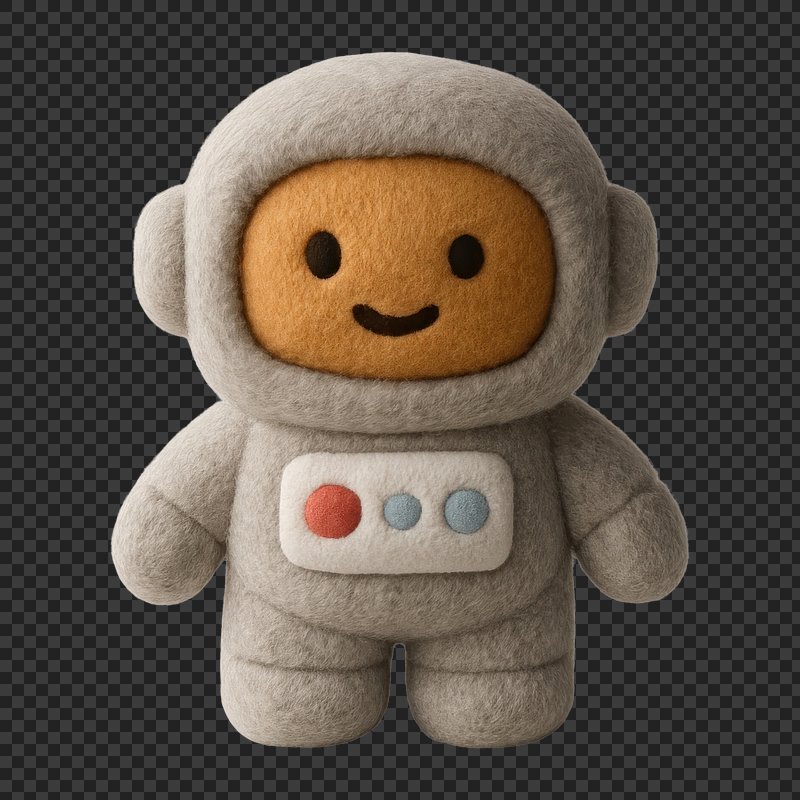 PNG Cute plush astronaut toy illustration.