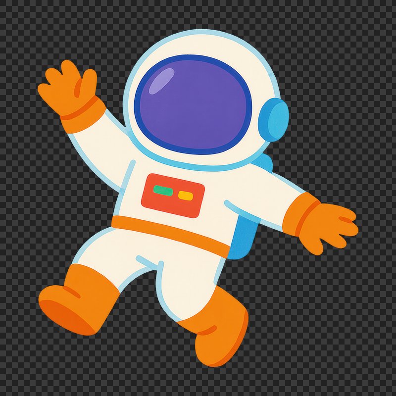 PNG Playful cartoon astronaut illustration.