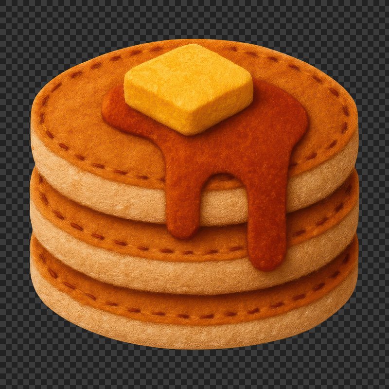 PNG Delicious felt pancakes with syrup.