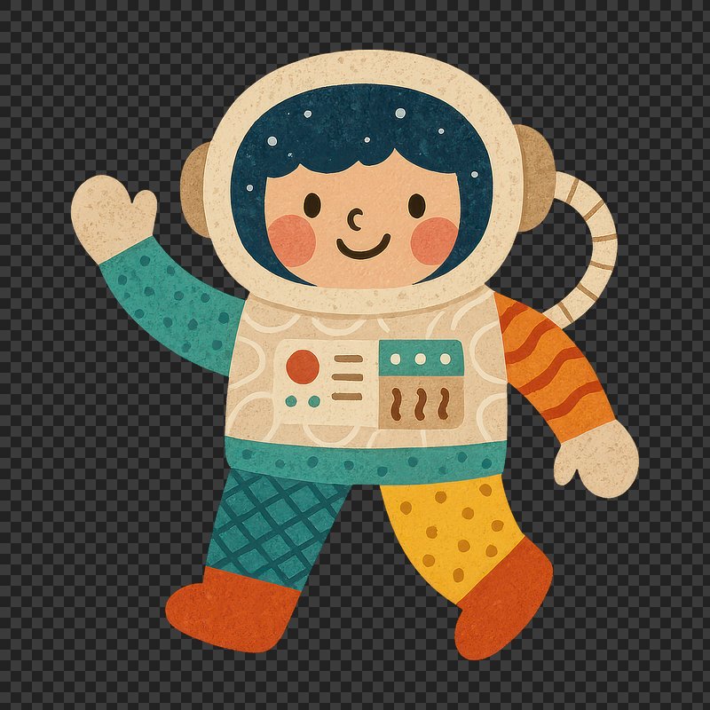 PNG Cute cartoon astronaut illustration.