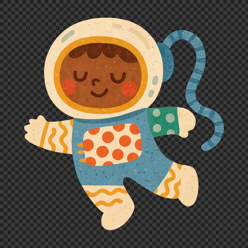 PNG Cute astronaut in colorful spacesuit
