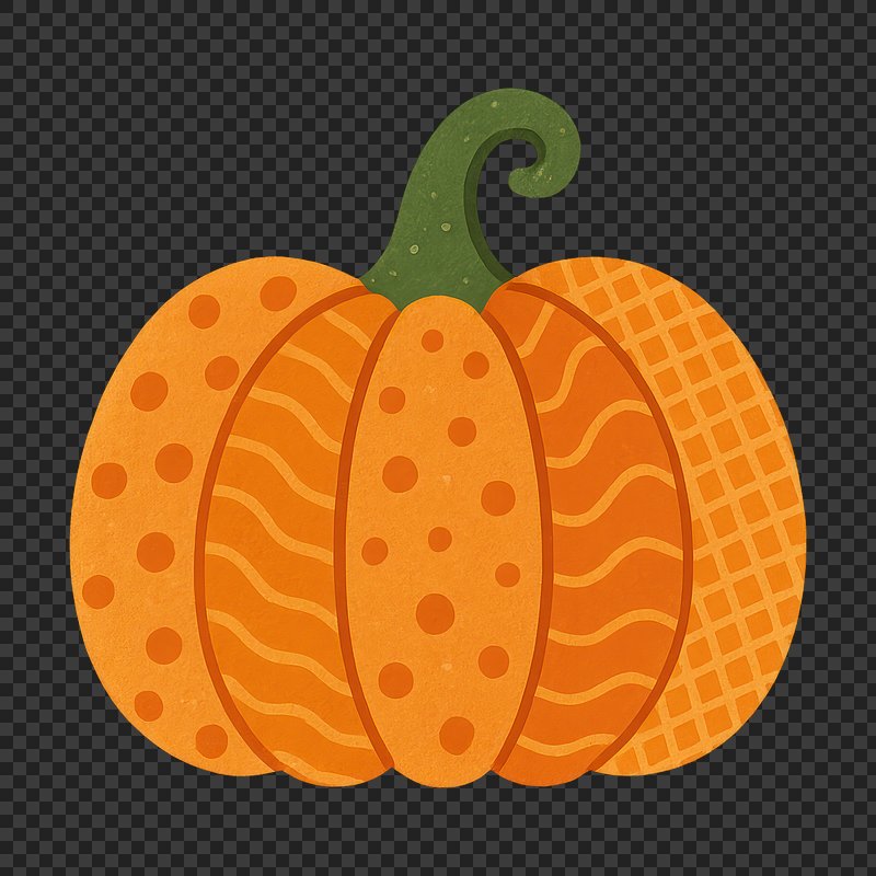 PNG Colorful patterned pumpkin illustration.