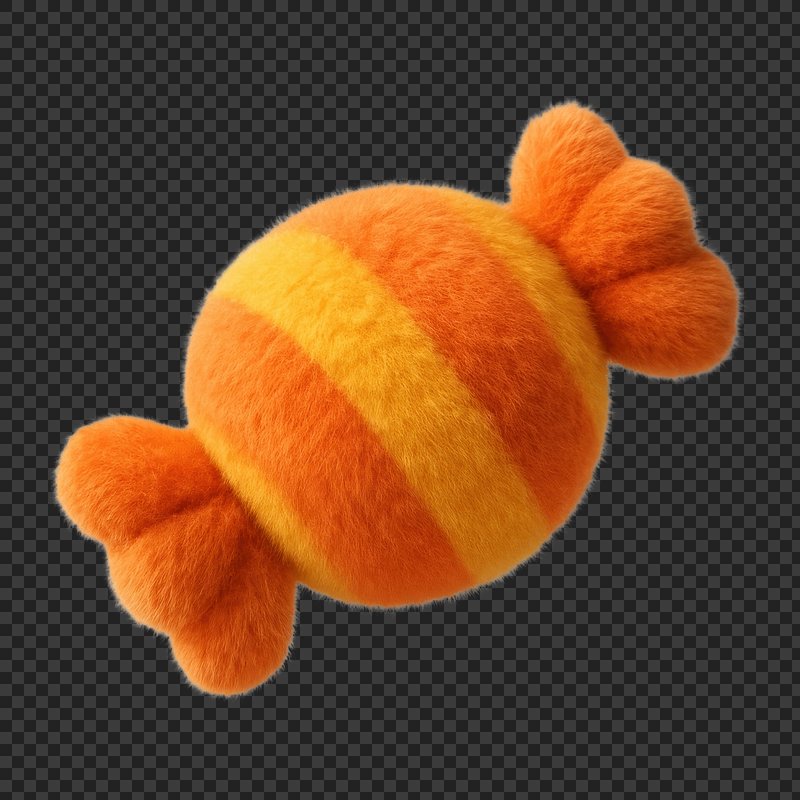 PNG Fuzzy orange striped candy