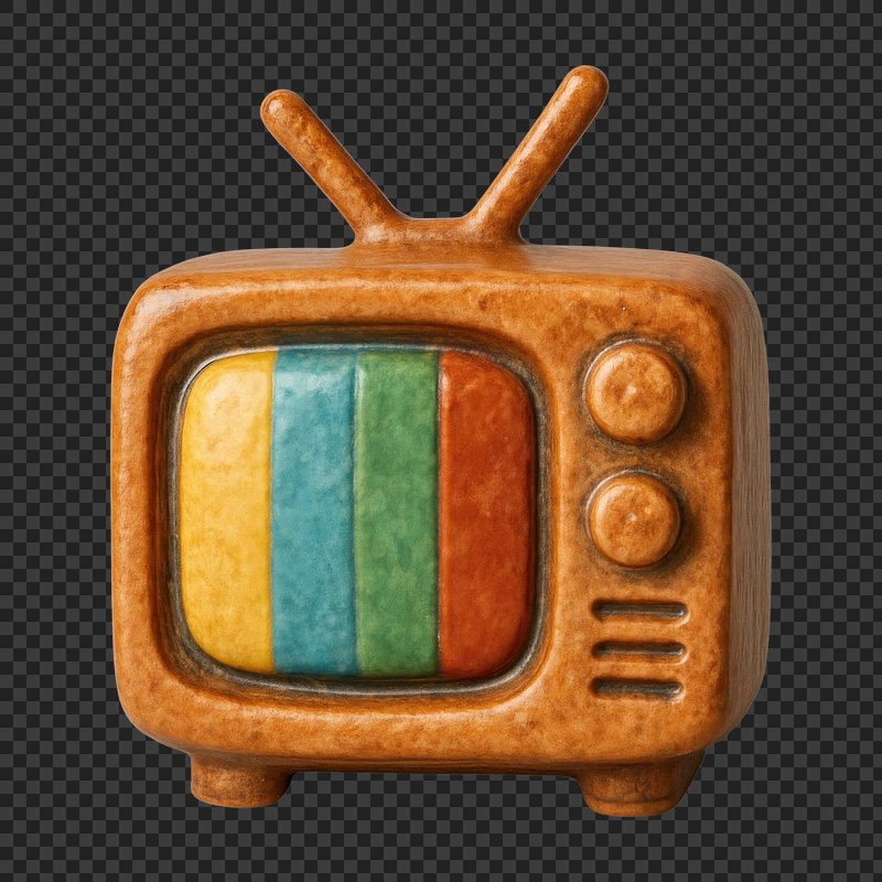 PNG Retro colorful ceramic TV illustration.