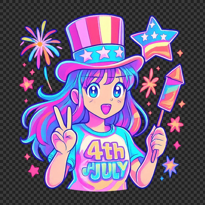 PNG Colorful anime July celebration