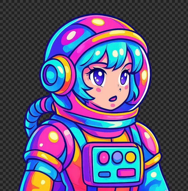 PNG Colorful futuristic anime astronaut
