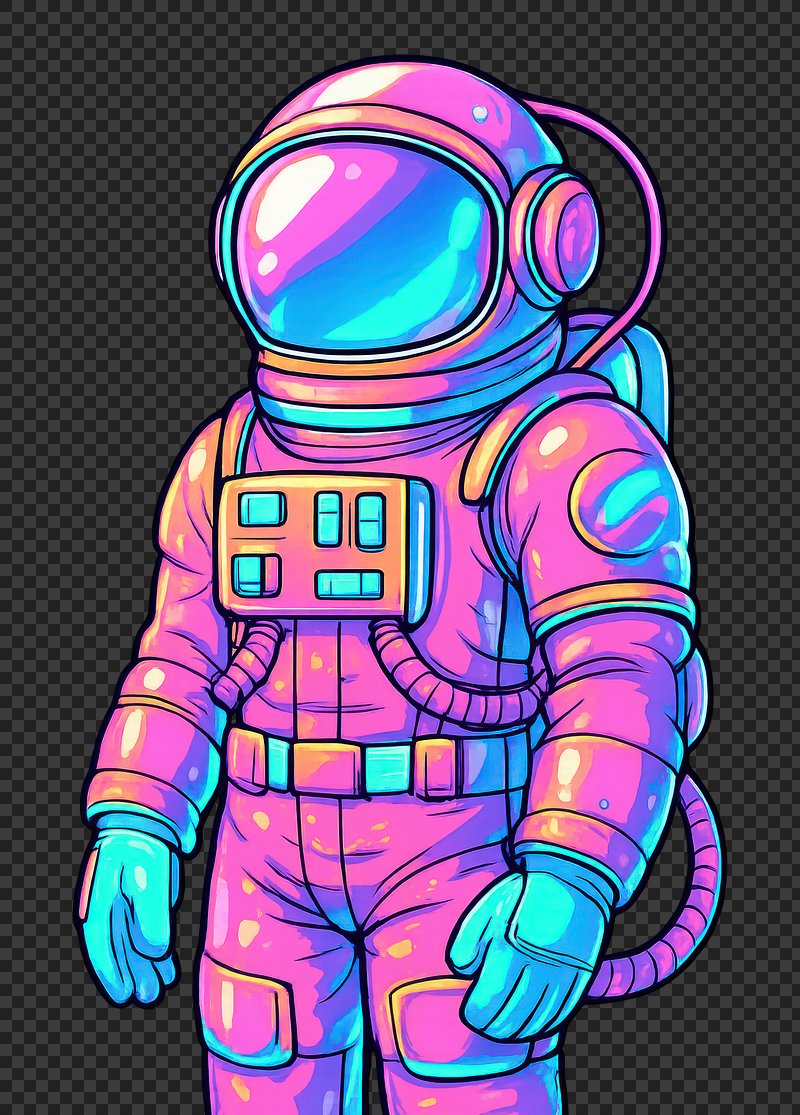 PNG Colorful futuristic astronaut illustration.