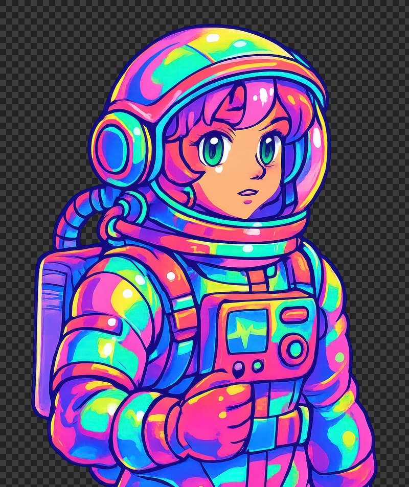 PNG Vibrant astronaut anime illustration