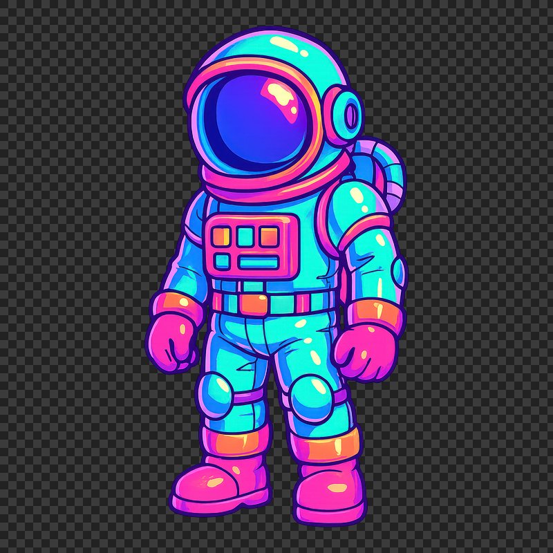 PNG Colorful cartoon astronaut illustration.
