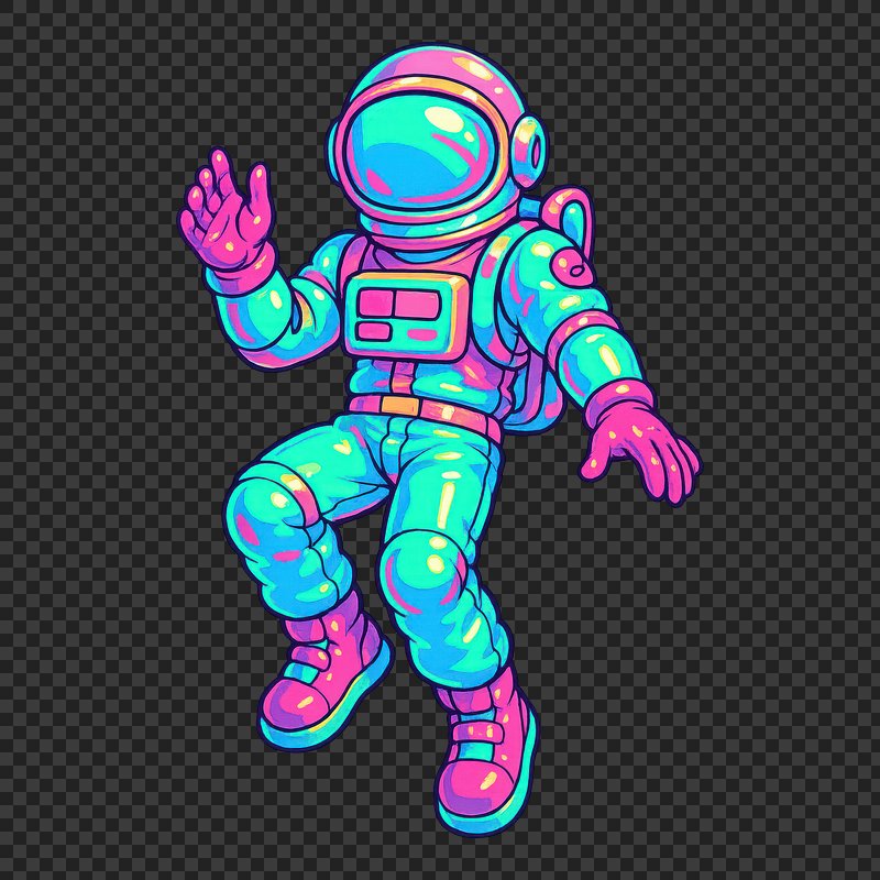 PNG Vibrant retro futuristic astronaut