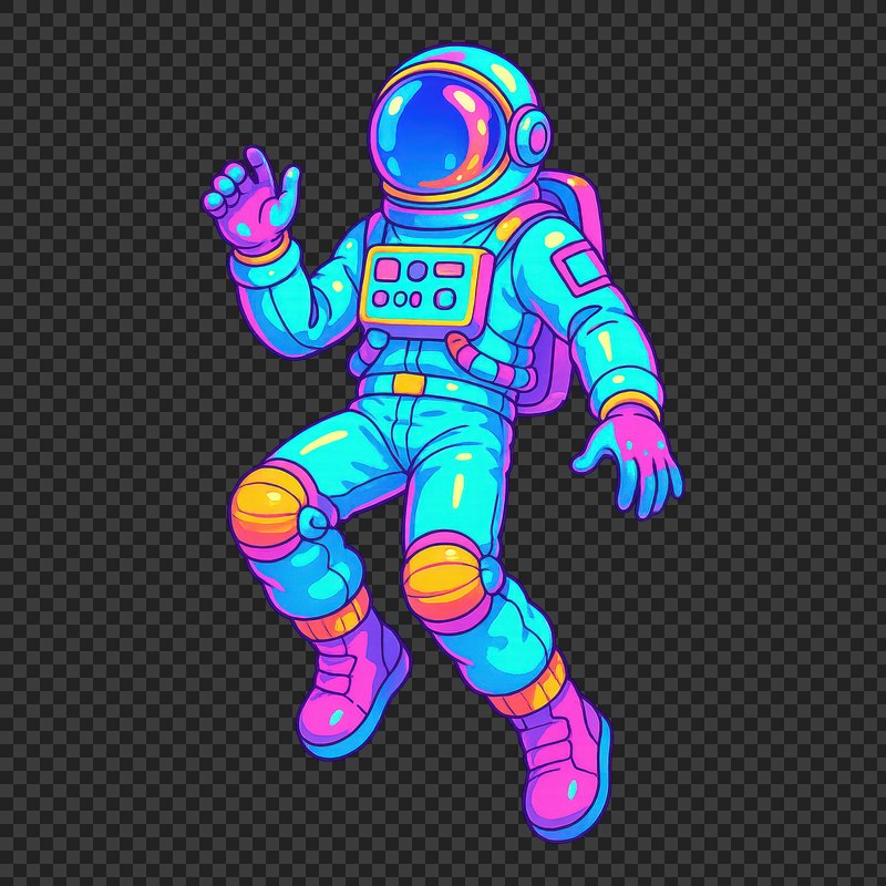 PNG Colorful astronaut floating space