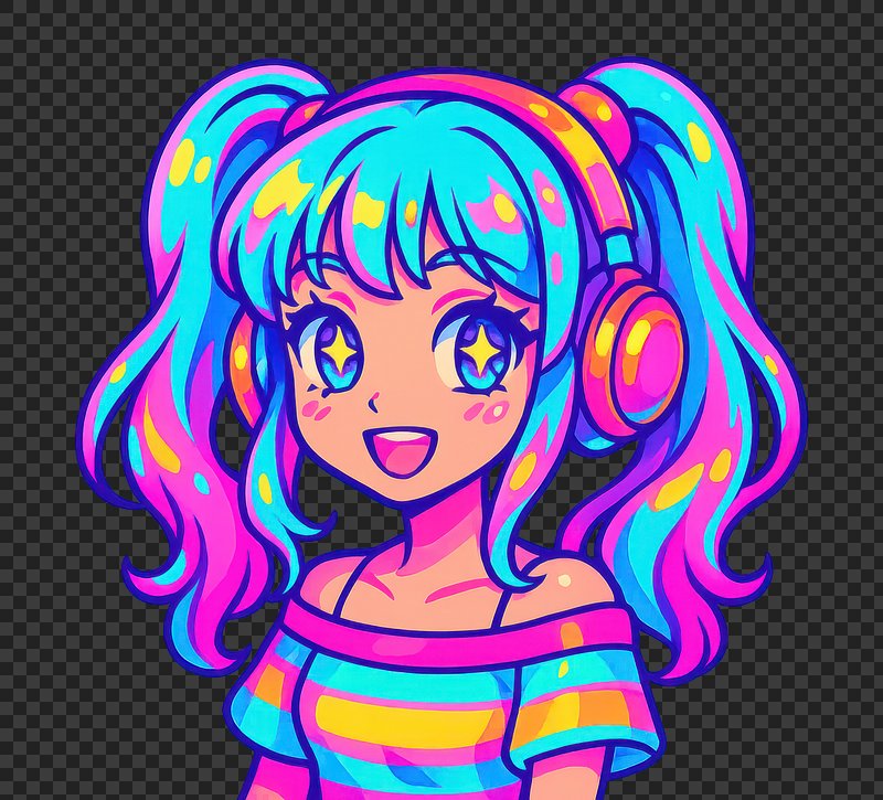 PNG Vibrant anime girl illustration