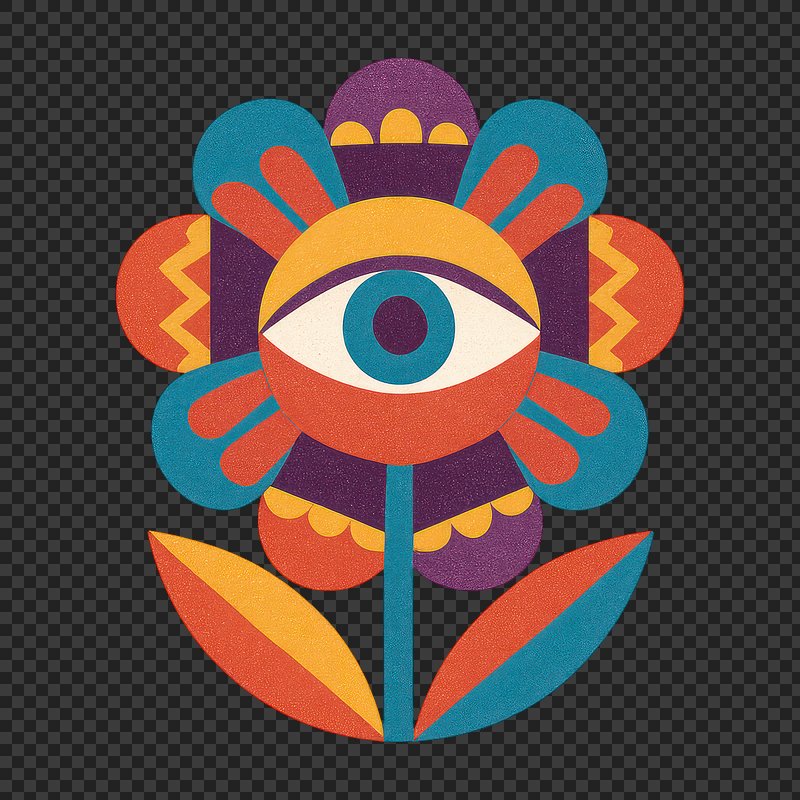 PNG Colorful abstract eye flower