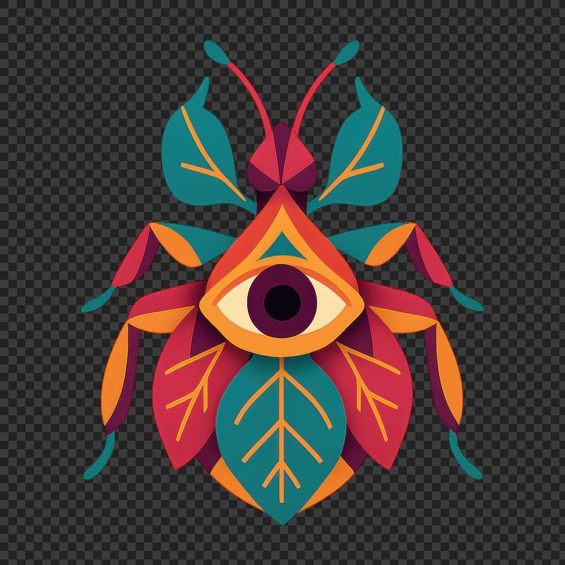 PNG Colorful abstract insect design.