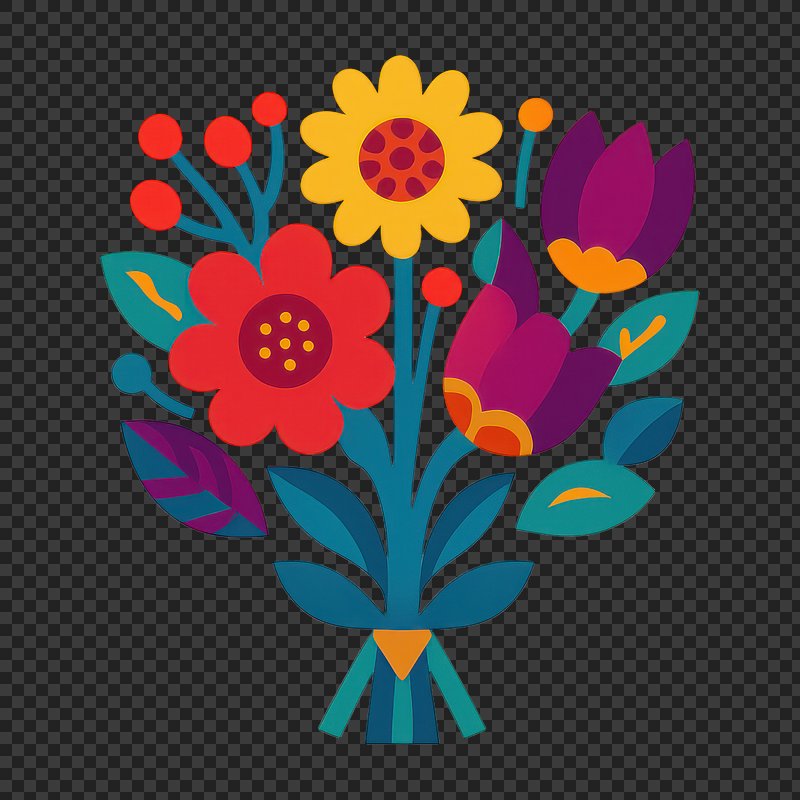 PNG Colorful floral bouquet illustration.