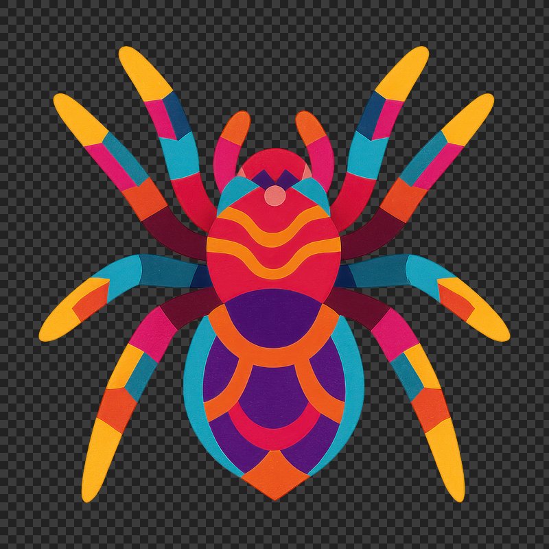 PNG Colorful geometric spider illustration.
