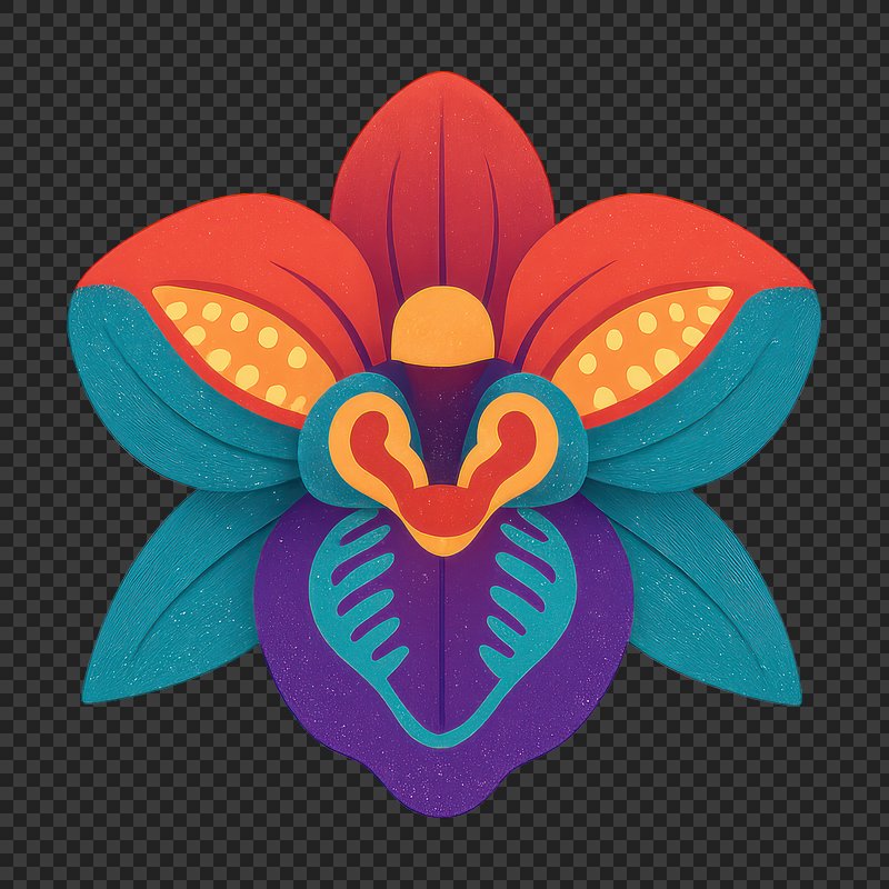 PNG Vibrant abstract floral illustration.