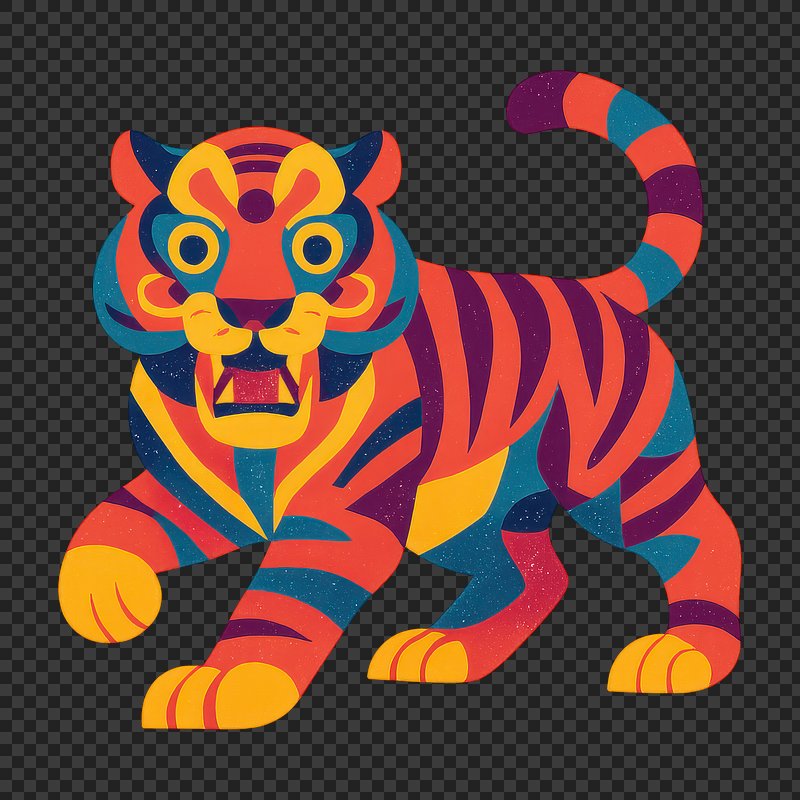 PNG Colorful abstract tiger illustration
